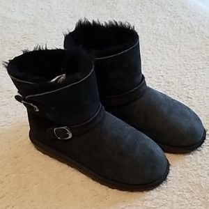 Girls black suede ankle boots